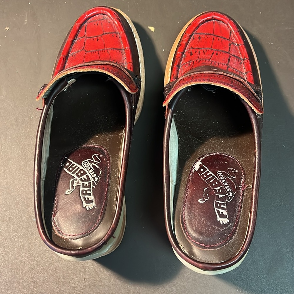 Free Bird by Steven, Collins size 5 leather slip on mules women, red western - Picture 5 of 8